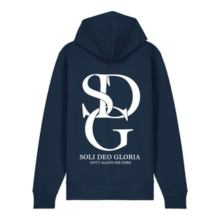 Soli deo Gloria Zipper Hoodie Backprint, Navy, Rückseite, Mountain Movers christliche Streetwear