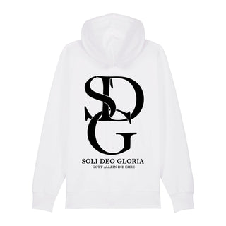 Soli deo Gloria Zipper Hoodie Backprint, Weiß, Rückseite, Mountain Movers christliche Streetwear