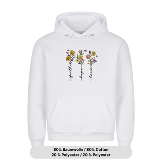 Faith Hope Love Flower Hoodie Variante, Mountain Movers christliches Design