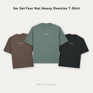 3er Set Fear Not Heavy Oversize T-Shirt Mix Colour in Green Bay, Mocha und Schwarz