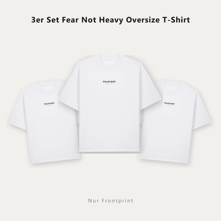 3er Set Fear Not Heavy Oversize T-Shirt in Weiss, drei Shirts mit Frontprint