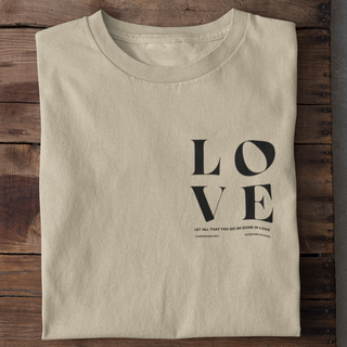 Alles geschehe in Liebe Shirt Detailansicht, Mountain Movers christliche Streetwear