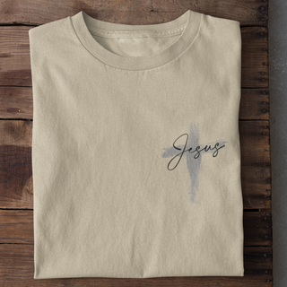 Jesus painted Cross Shirt Produktansicht, Mountain Movers christliche Streetwear