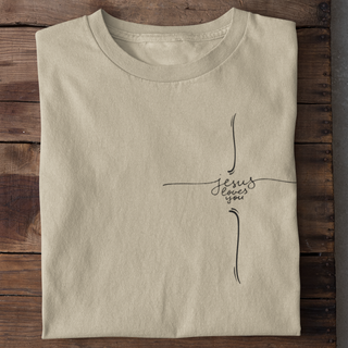 Cross Jesus loves you Shirt Detailansicht, Mountain Movers christliche Streetwear