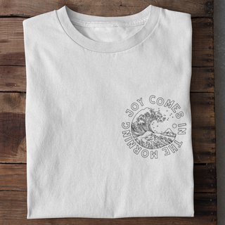 Joy comes in the morning Shirt Produktansicht, Mountain Movers christliche Streetwear