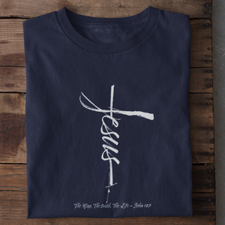 Jesus Cross Shirt Frontprint Produktansicht, Mountain Movers christliche Streetwear