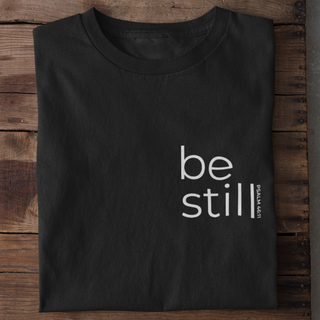 Be Still Psalm 46:11 Shirt Detailansicht, Mountain Movers christliche Streetwear