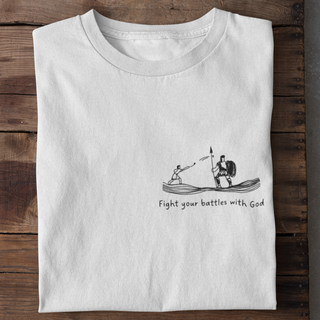 Fight your battles with God Shirt Detailansicht, Mountain Movers christliche Streetwear
