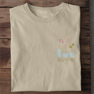 God has great plans Shirt Detailansicht, Mountain Movers christliche Streetwear