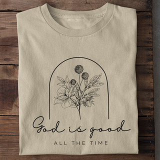 God is good floral Shirt Detailansicht, Mountain Movers christliche Streetwear