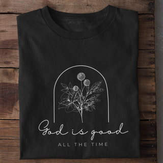 God is good floral Shirt Detailansicht, Mountain Movers christliche Streetwear