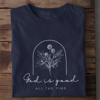 God is good floral Shirt Detailansicht, Mountain Movers christliche Streetwear