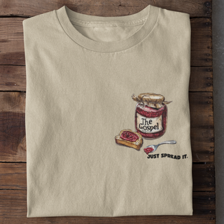 Just spread it (Gospel) Shirt Detailansicht, Mountain Movers christliche Streetwear
