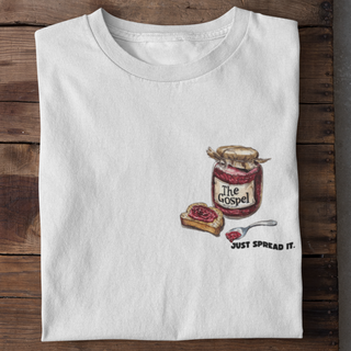 Just spread it (Gospel) Shirt Detailansicht, Mountain Movers christliche Streetwear