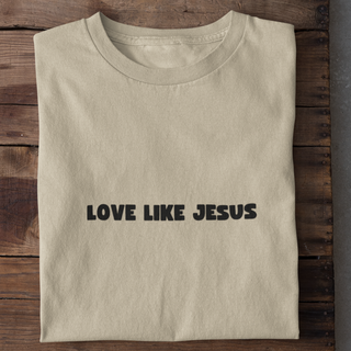 Love Like Jesus Minimalistic Shirt Detailansicht, Mountain Movers christliche Streetwear