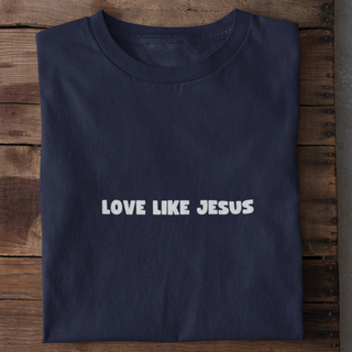 Love Like Jesus Minimalistic Shirt Detailansicht, Mountain Movers christliche Streetwear
