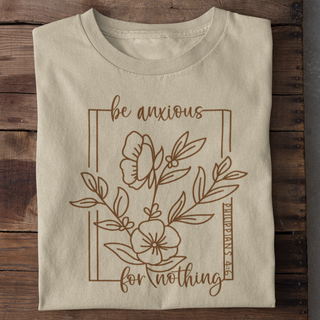 Be anxious for nothing Shirt Detailansicht, Mountain Movers christliche Streetwear
