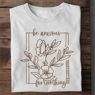 Be anxious for nothing Shirt Detailansicht, Mountain Movers christliche Streetwear