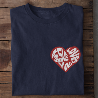 Jesus loves you red heart Shirt Detailansicht, Mountain Movers christliche Streetwear