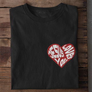 Jesus loves you red heart Shirt Variante, Mountain Movers christliches Design