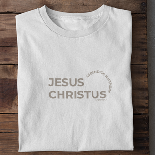 Jesus Christus Lebendige Hoffnung Shirt Detailansicht, Mountain Movers christliche Streetwear