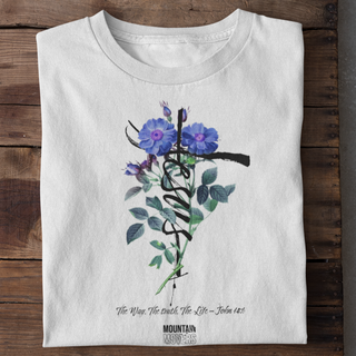 Jesus Cross Flower Shirt Detailansicht, Mountain Movers christliche Streetwear