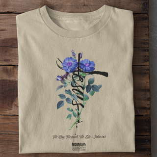 Jesus Cross Flower Shirt Detailansicht, Mountain Movers christliche Streetwear