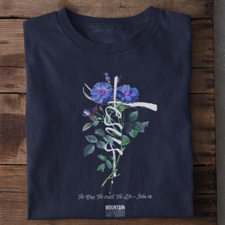 Jesus Cross Flower Shirt Detailansicht, Mountain Movers christliche Streetwear