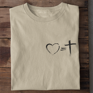 Love equals Cross T-Shirt Flatlay, Mountain Movers