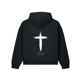 He Died Oversize Zipper Hoodie Backprint Schwarz Rückseite