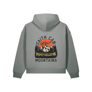 Mountains Retro Oversize Zipper Hoodie Backprint Grau Rückseite