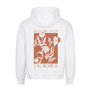 Goodness of God Flowers Hoodie BackPrint Variante, Mountain Movers christliches Design