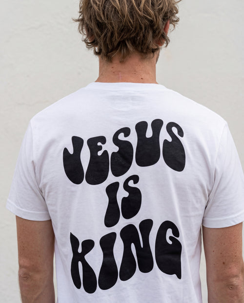 Jesus is King font shirt backprint