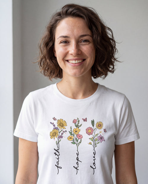 Geloof hoop liefde bloem T-shirt