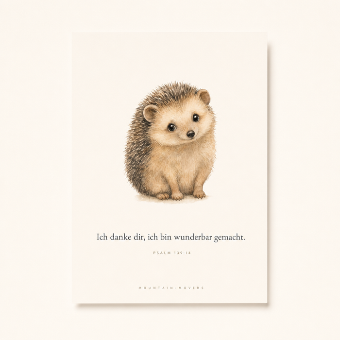 Ik Dank U, Ik Ben Wonderbaar Gemaakt, Egel Kinderposter A4