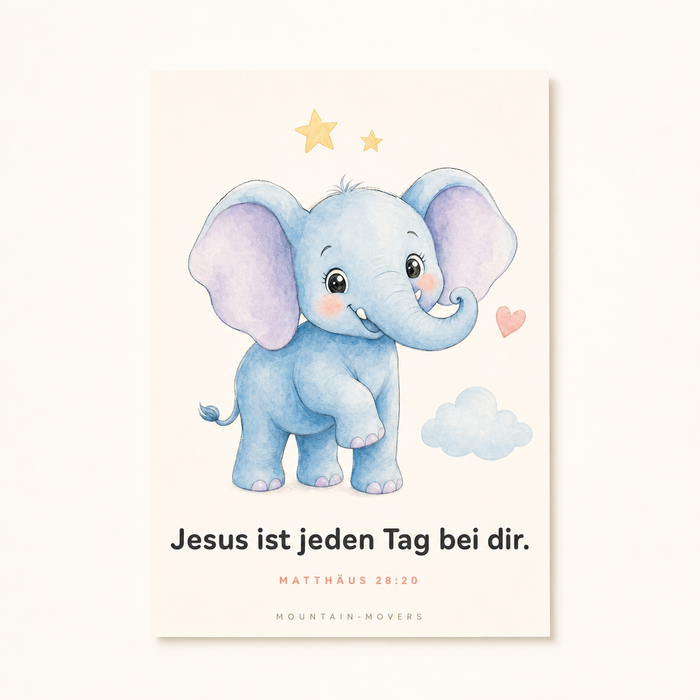 Jezus Is Elke Dag Bij Jou, Olifant Kinderposter A4