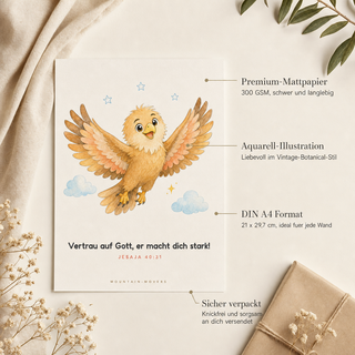 Kinderposter Adler Produktdetails - 300 GSM, A4, knickfrei verpackt