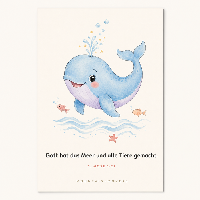 God maakte de zee en alle dieren, Walvis Kinderposter A4