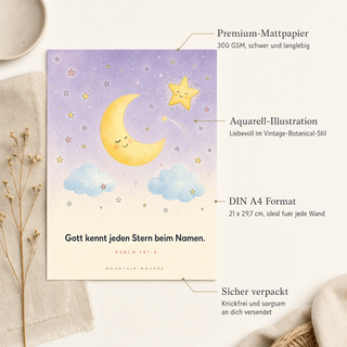 Kinderposter Mond Produktdetails - 300 GSM, A4, knickfrei verpackt