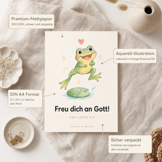 Kinderposter Frosch Produktdetails - 300 GSM, A4, knickfrei verpackt