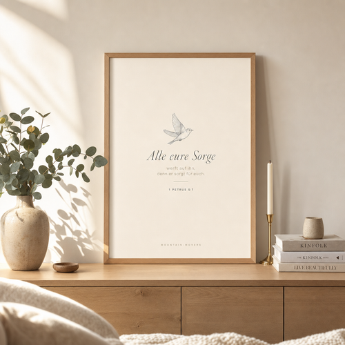 Werp al uw zorgen op Hem, Vogel Poster A4