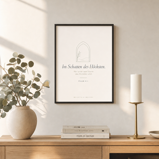 Poster Bogen gerahmt im Wohnzimmer, Psalm 91:1