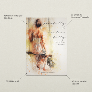 Fearfully and Wonderfully Poster Detail mit USP-Annotationen Premium-Mattpapier 300 GSM DIN A4 plus A3 knickfrei verpackt
