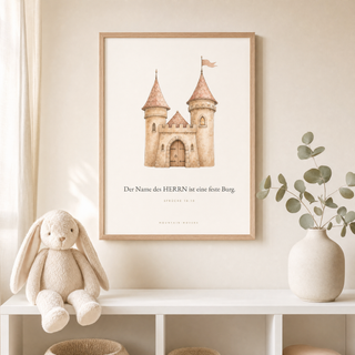Kinderposter Burg im Kinderzimmer, Sprüche 18:10