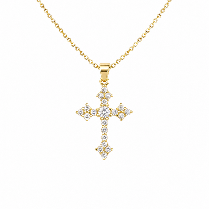 Gouden Versierde Kruisketting