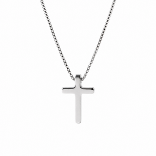 Minimalistische silberne Kreuzkette aus Edelstahl als Gratis-Geschenk