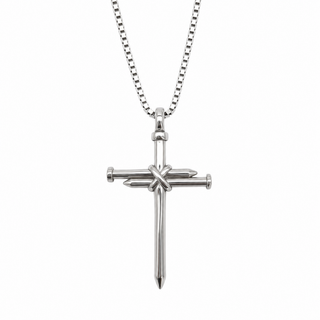Nagelkreuz Kette aus 925 Sterling Silber mit Kreuz aus zwei Nägeln