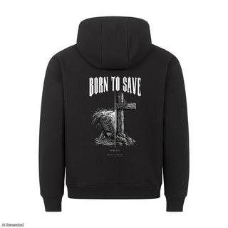 Born to Save Christmas Hoodie Backprint Schwarz
