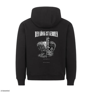 Der König ist geboren Christmas Hoodie Backprint Schwarz