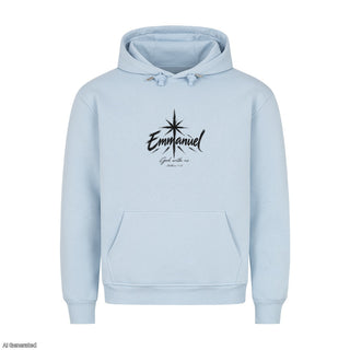 Emmanuel Matthew 1:23 Christmas Hoodie Babyblau